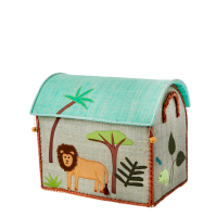 Jungle Animal Theme Small Raffia Toy Basket Rice DK